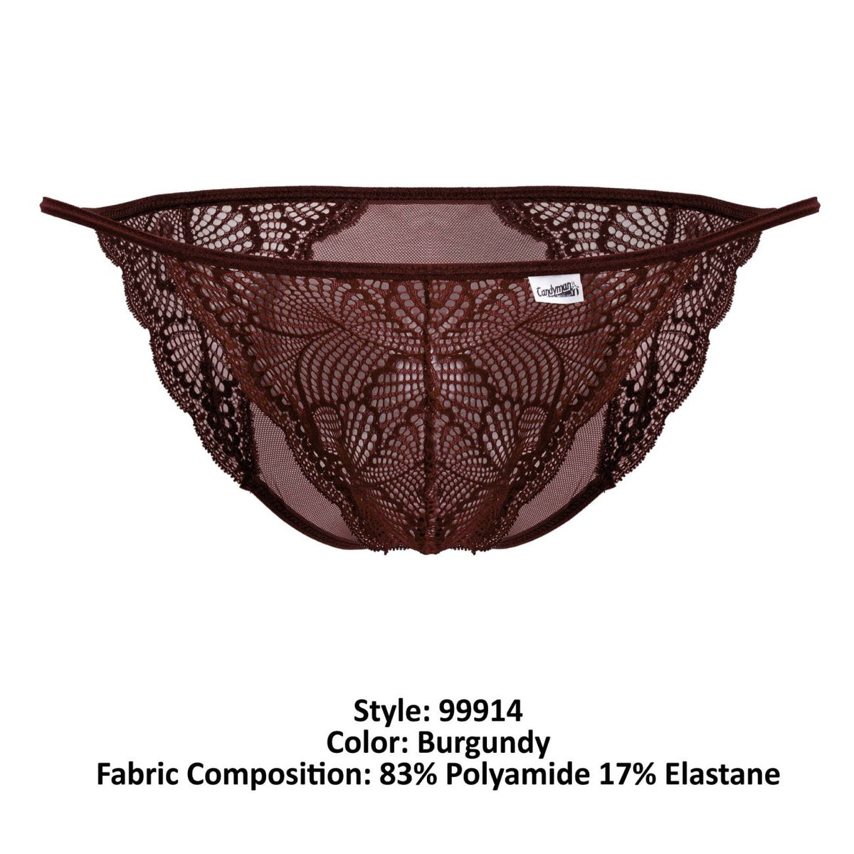 CandyMan Men's Underwear 99914 Lace Briefs Color Burgundy