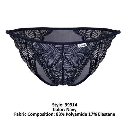 CandyMan Men's Underwear 99914 Lace Briefs Color Navy