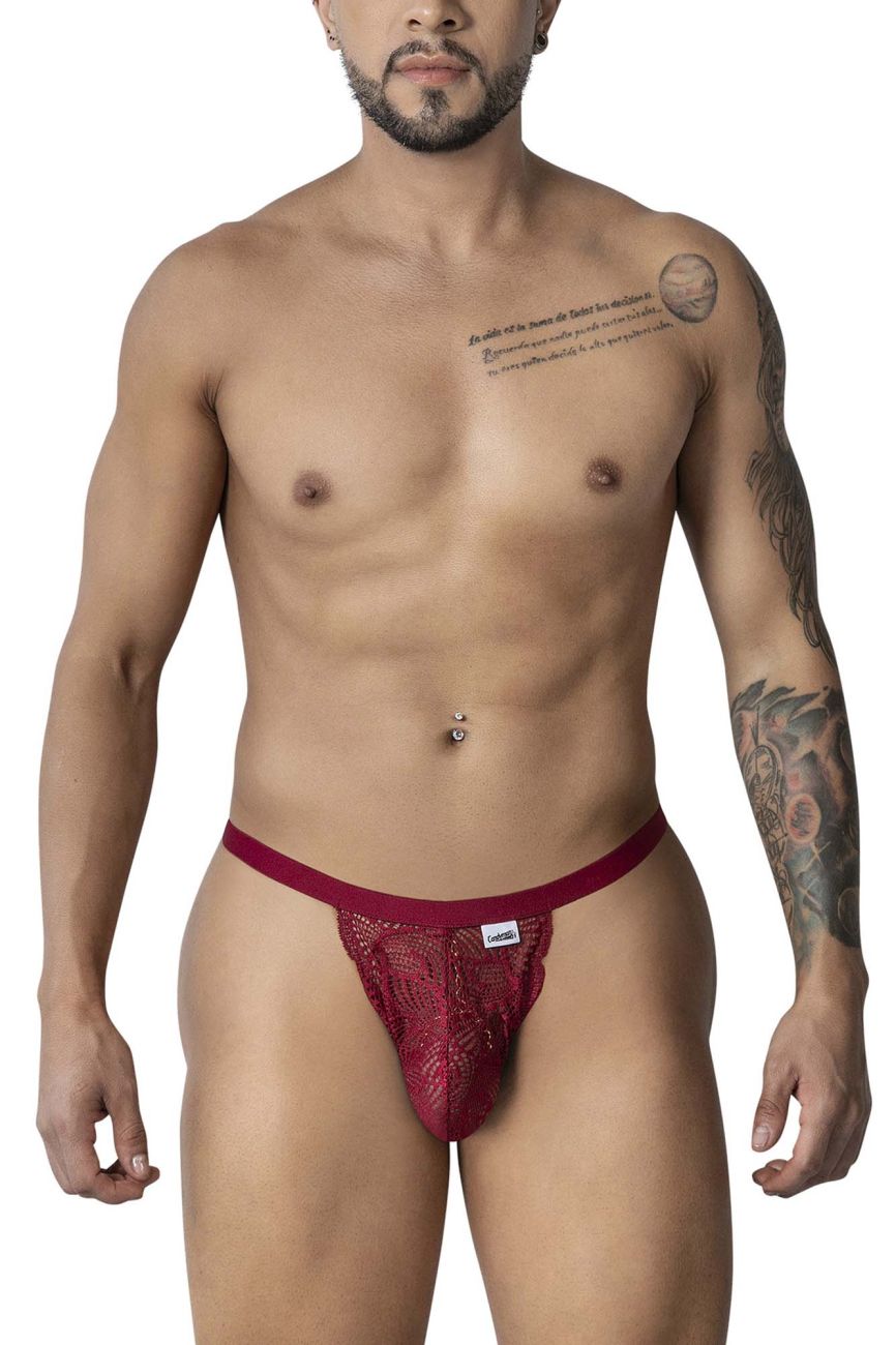 CandyMan Men's Underwear 99915 Lace Thongs Color Burgundy