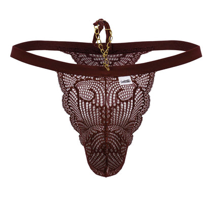 CandyMan Men's Underwear 99915 Lace Thongs Color Burgundy