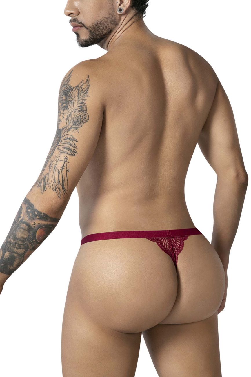 CandyMan Men's Underwear 99915 Lace Thongs Color Burgundy