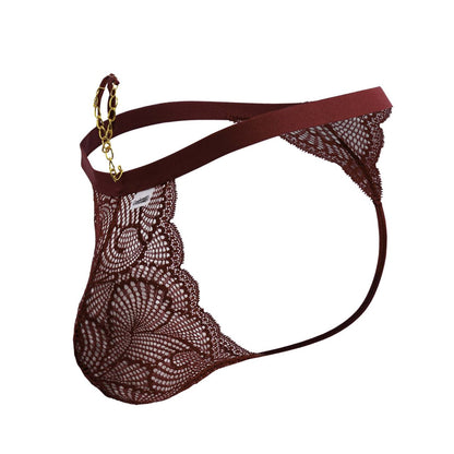 CandyMan Men's Underwear 99915 Lace Thongs Color Burgundy