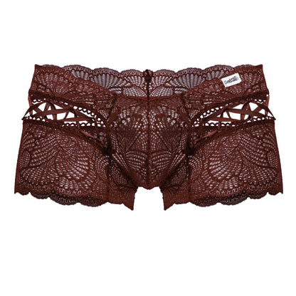 CandyMan Men's Underwear 99916 Lace Trunks Color Burgundy