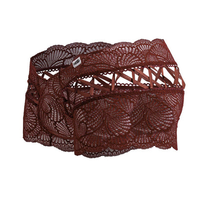 CandyMan Men's Underwear 99916 Lace Trunks Color Burgundy