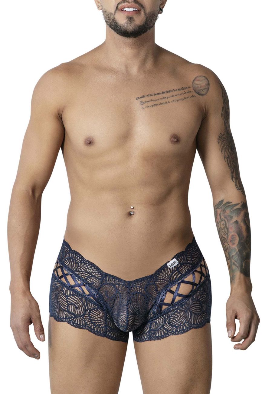 CandyMan Men's Underwear 99916 Lace Trunks Color Navy