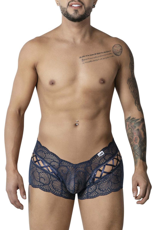 CandyMan Men's Underwear 99916 Lace Trunks Color Navy