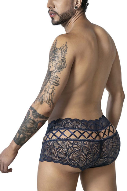 CandyMan Men's Underwear 99916 Lace Trunks Color Navy