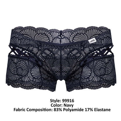 CandyMan Men's Underwear 99916 Lace Trunks Color Navy