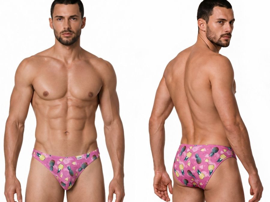 CandyMan Men's Underwear 99923 Bikini Color Printed Pink