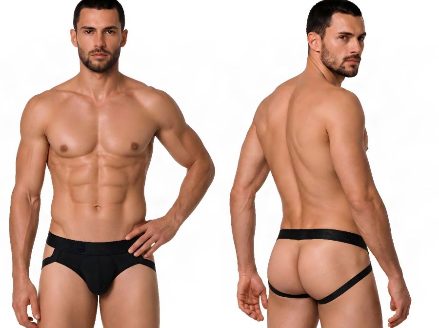 CandyMan 99925 Men's Underwear Supportive Strappy Jockstrap Color Black