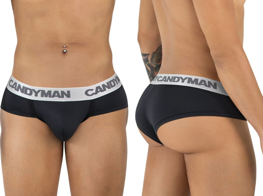 CandyMan 99932 Men's Underwear Sleek Contour Briefs Color Black-Silver