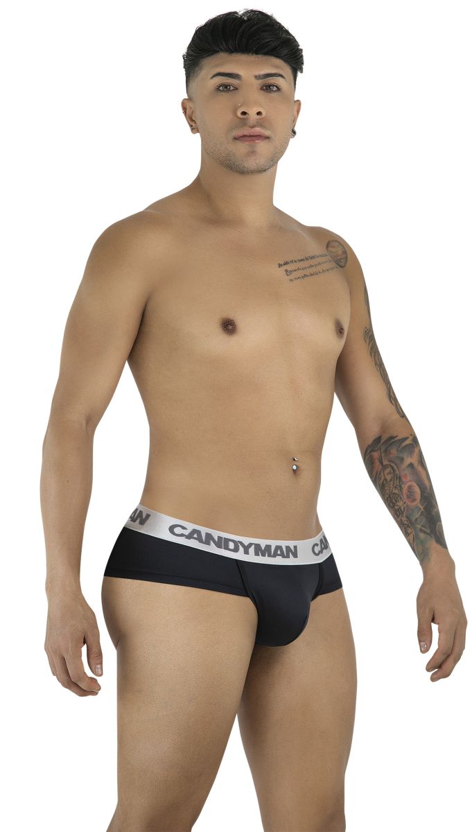 CandyMan 99932 Men's Underwear Sleek Contour Briefs Color Black-Silver