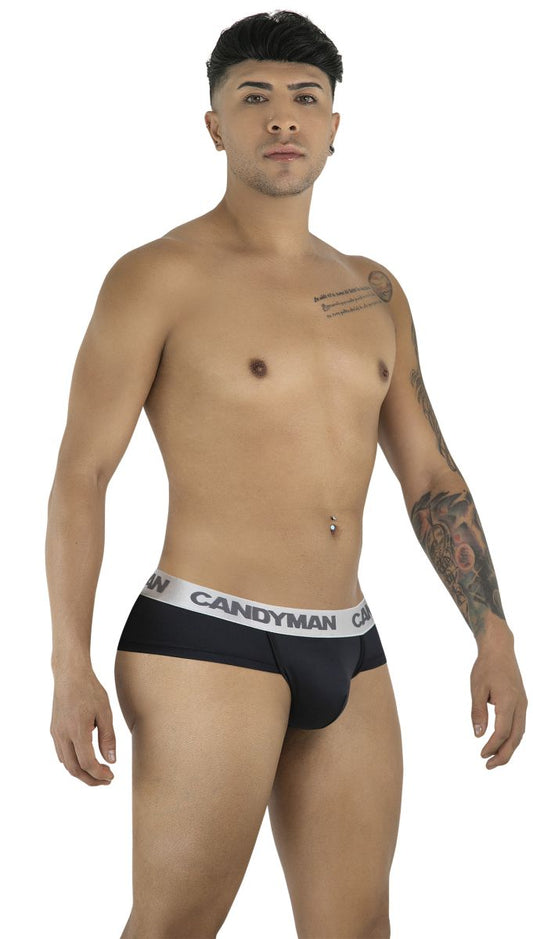 CandyMan 99932 Men's Underwear Sleek Contour Briefs Color Black-Silver