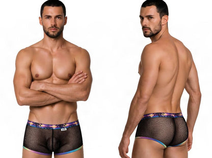 CandyMan 99934 Men's Underwear Breathable Mesh Tropical Trunks Color Black
