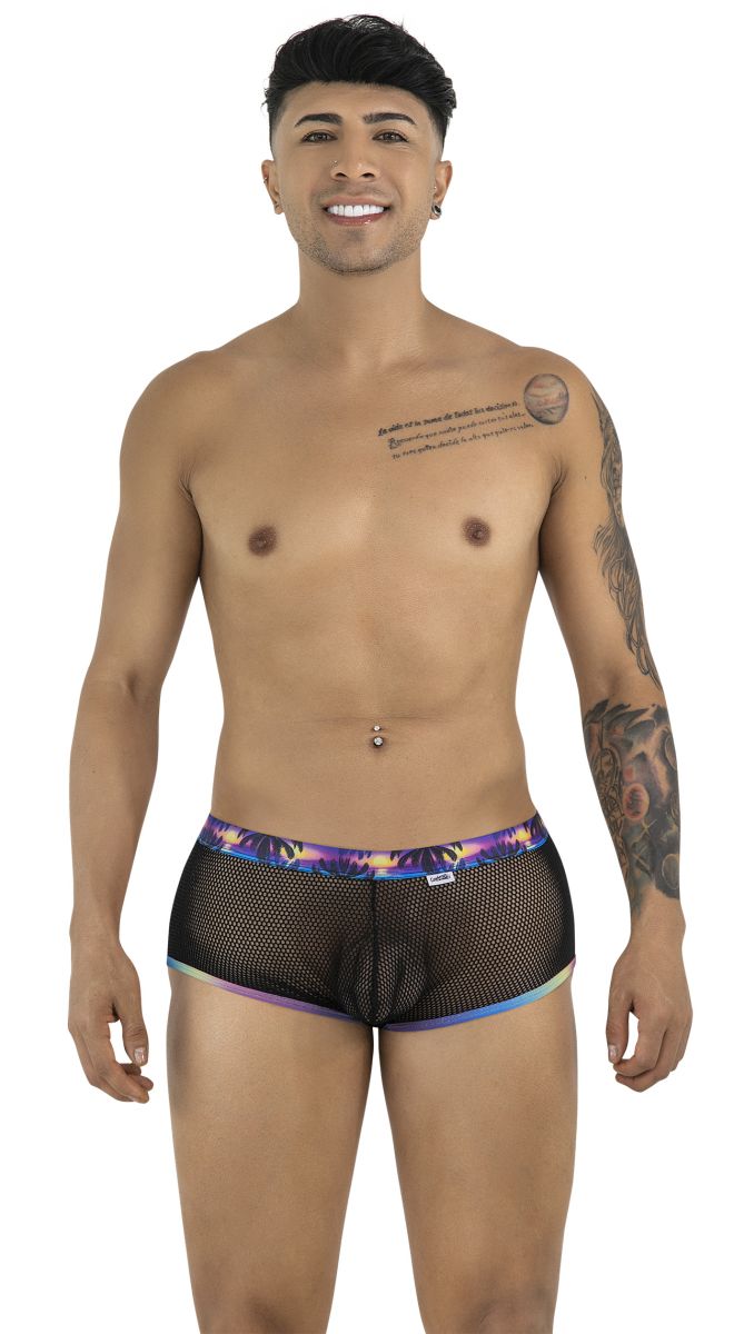 CandyMan 99934 Men's Underwear Breathable Mesh Tropical Trunks Color Black