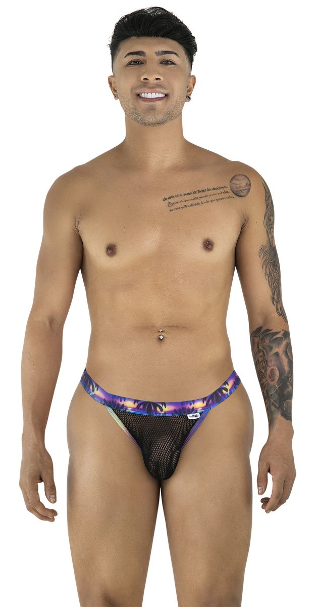 CandyMan 99935 Men's Underwear Tropical Mesh Low Rise Briefs Color Black