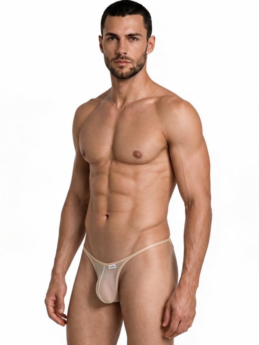 CandyMan Men's Underwear 99954 Thongs Color Beige Mesh