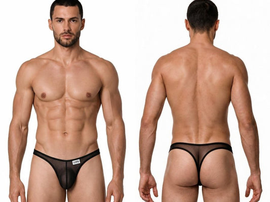 CandyMan Men's Underwear 99954 Thongs Color Black Mesh