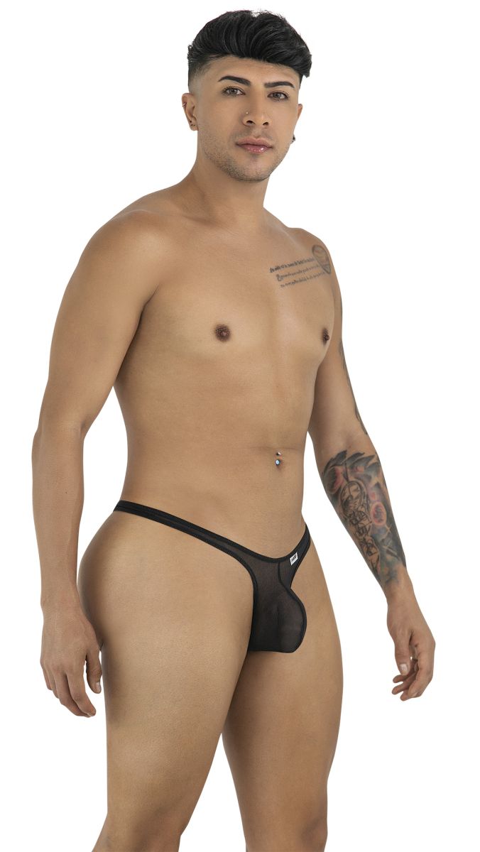 CandyMan Men's Underwear 99954 Thongs Color Black Mesh