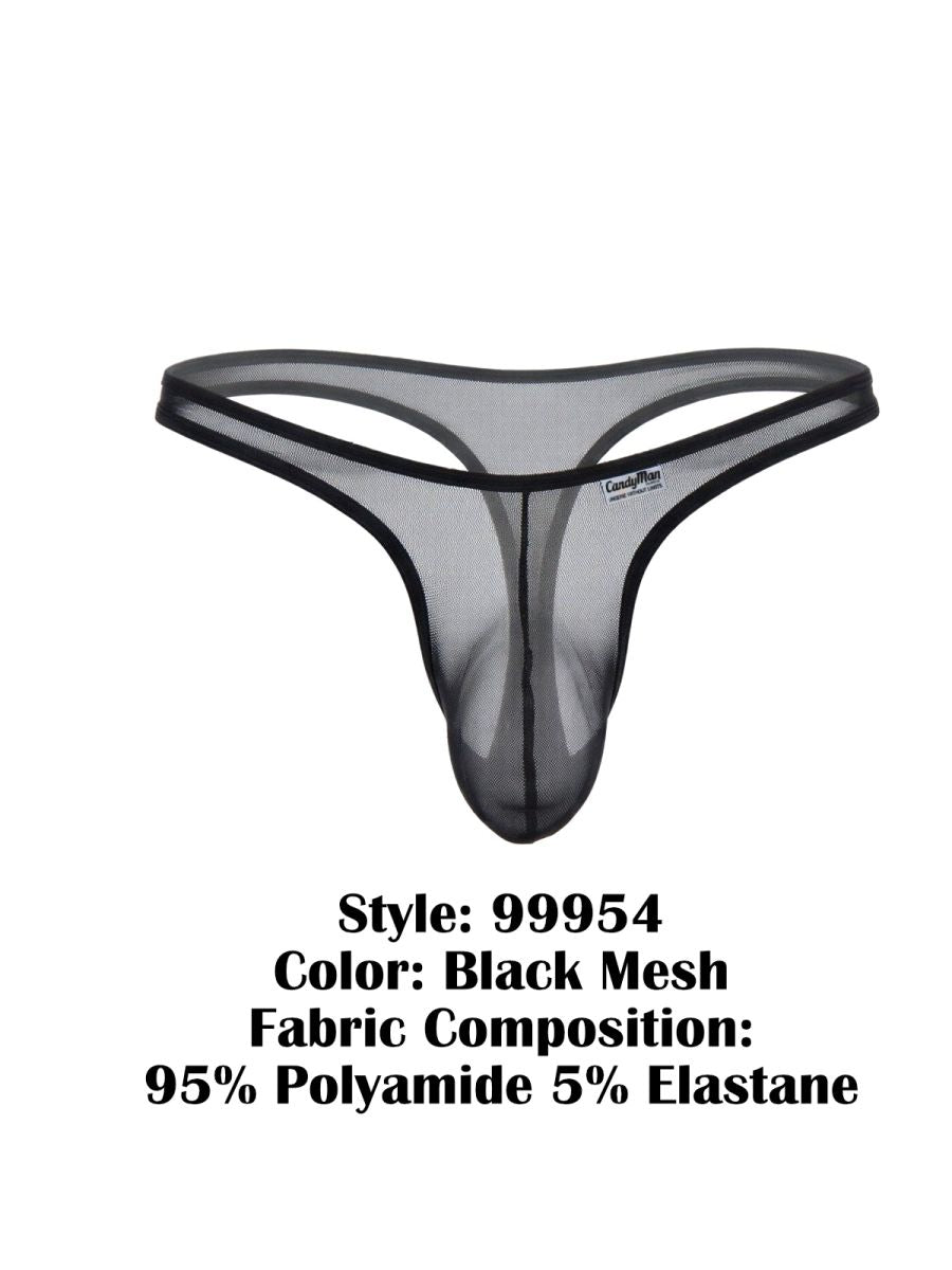 CandyMan Men's Underwear 99954 Thongs Color Black Mesh