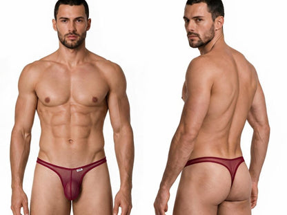 CandyMan Men's Underwear 99954 Thongs Color Burgundy Mesh