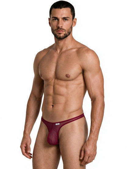 CandyMan Men's Underwear 99954 Thongs Color Burgundy Mesh