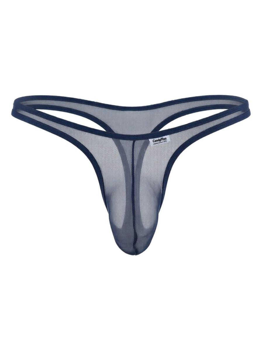 CandyMan Men's Underwear 99954 Thongs Color Navy Mesh