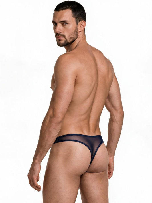 CandyMan Men's Underwear 99954 Thongs Color Navy Mesh