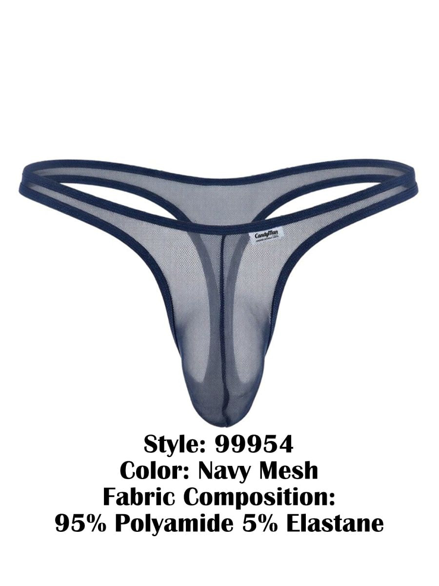 CandyMan Men's Underwear 99954 Thongs Color Navy Mesh