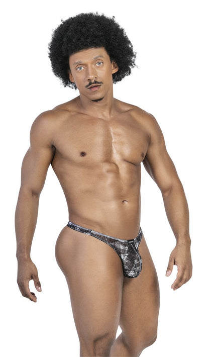 Clever Moda Men's Underwear 100008 3PK Autralian Latin Thongs Color Black-Orange-Black