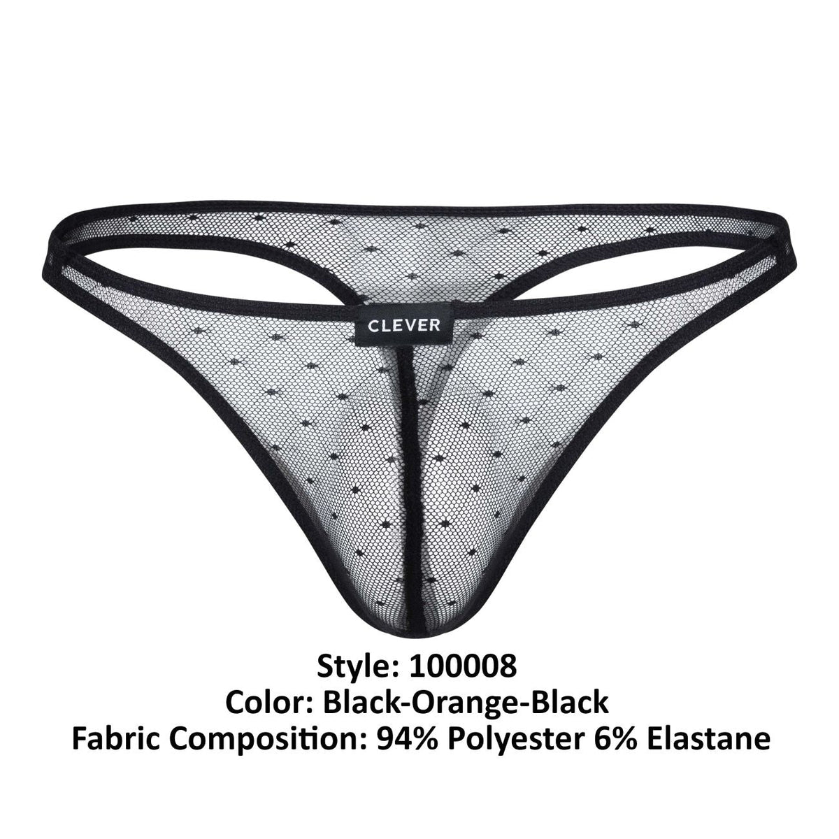 Clever Moda Men's Underwear 100008 3PK Autralian Latin Thongs Color Black-Orange-Black