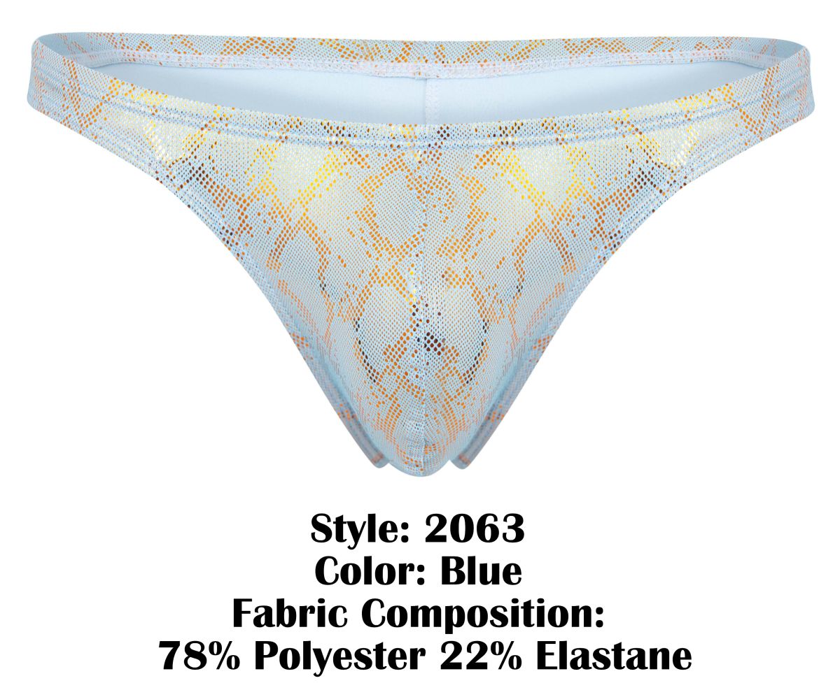 Clever Moda Men's Underwear 2063 Diamond Thongs Color Blue