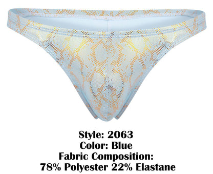 Clever Moda Men's Underwear 2063 Diamond Thongs Color Blue