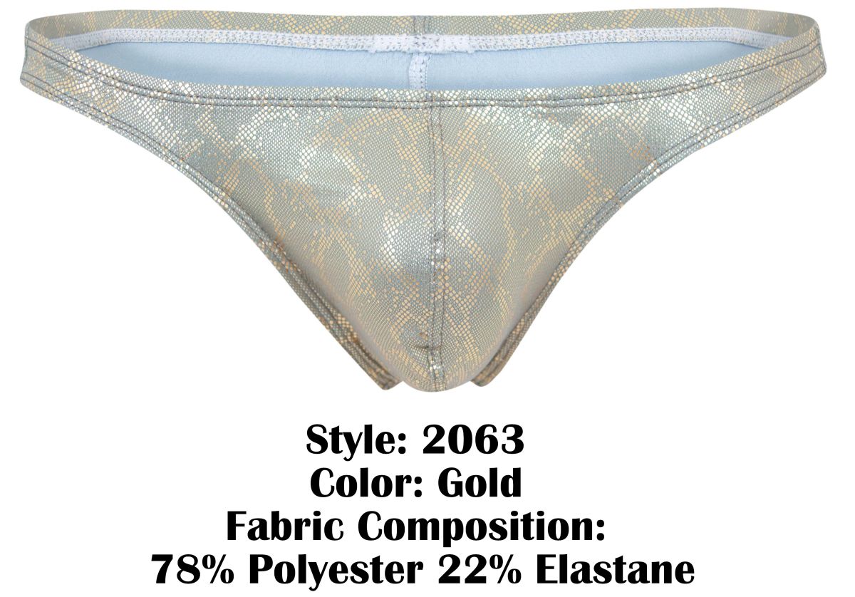 Clever Moda Men's Underwear 2063 Diamond Thongs Color Gold