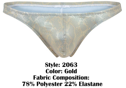 Clever Moda Men's Underwear 2063 Diamond Thongs Color Gold