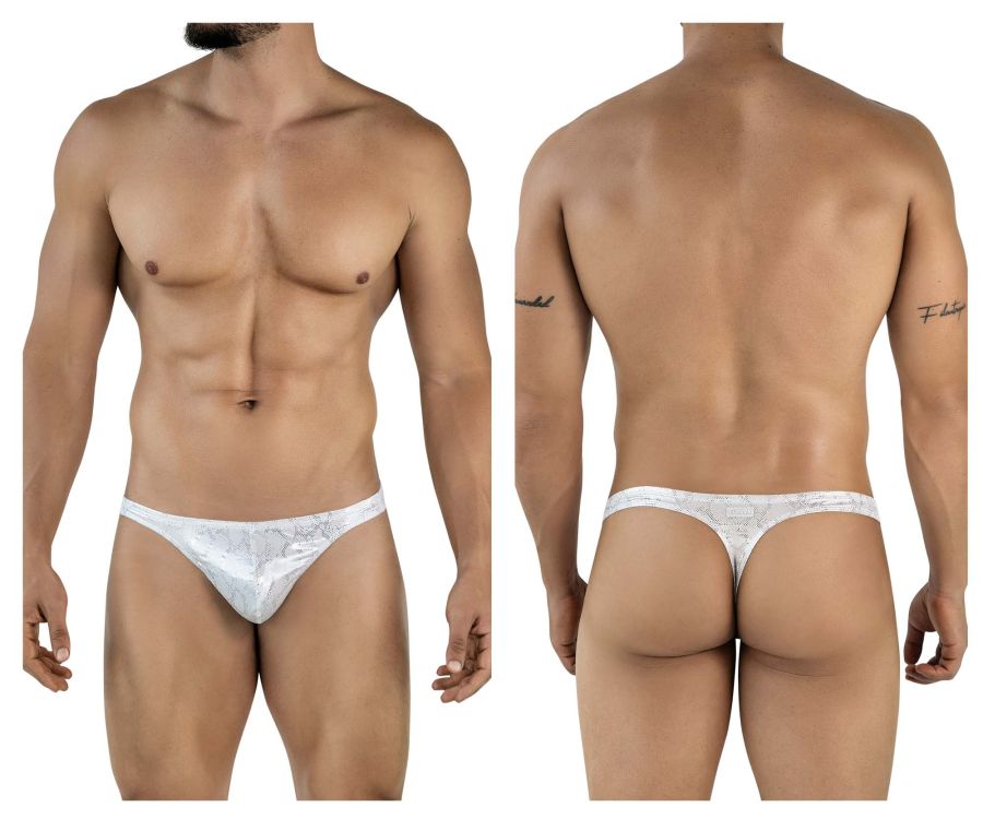 Clever Moda Men's Underwear 2063 Diamond Thongs Color Silver