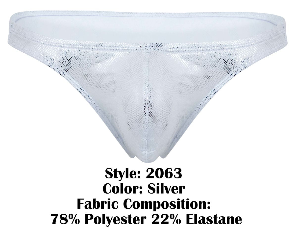 Clever Moda Men's Underwear 2063 Diamond Thongs Color Silver
