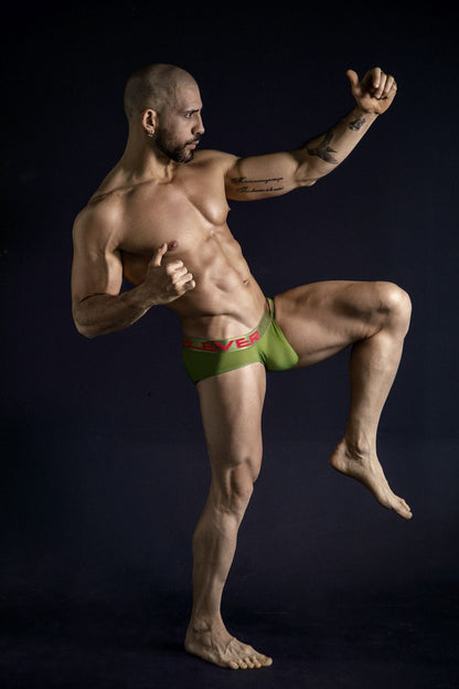 Clever Moda Men's Underwear 519968 3PK Australian Latin Briefs Color Beige-Blue-Green