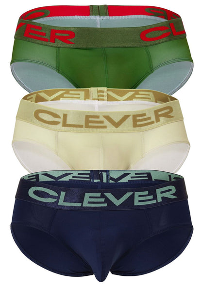 Clever Moda Men's Underwear 519968 3PK Australian Latin Briefs Color Beige-Blue-Green