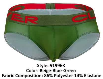 Clever Moda Men's Underwear 519968 3PK Australian Latin Briefs Color Beige-Blue-Green