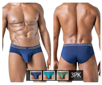 Clever Moda Men's Underwear 519969 3PK Australian Latin Briefs Color Blue-Petrol-Green
