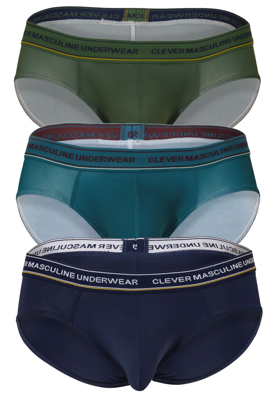 Clever Moda Men's Underwear 519969 3PK Australian Latin Briefs Color Blue-Petrol-Green