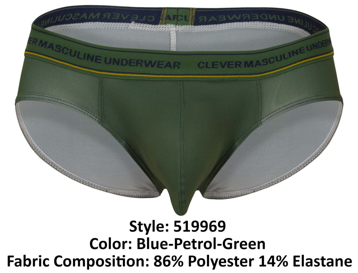 Clever Moda Men's Underwear 519969 3PK Australian Latin Briefs Color Blue-Petrol-Green