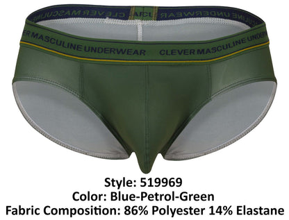 Clever Moda Men's Underwear 519969 3PK Australian Latin Briefs Color Blue-Petrol-Green