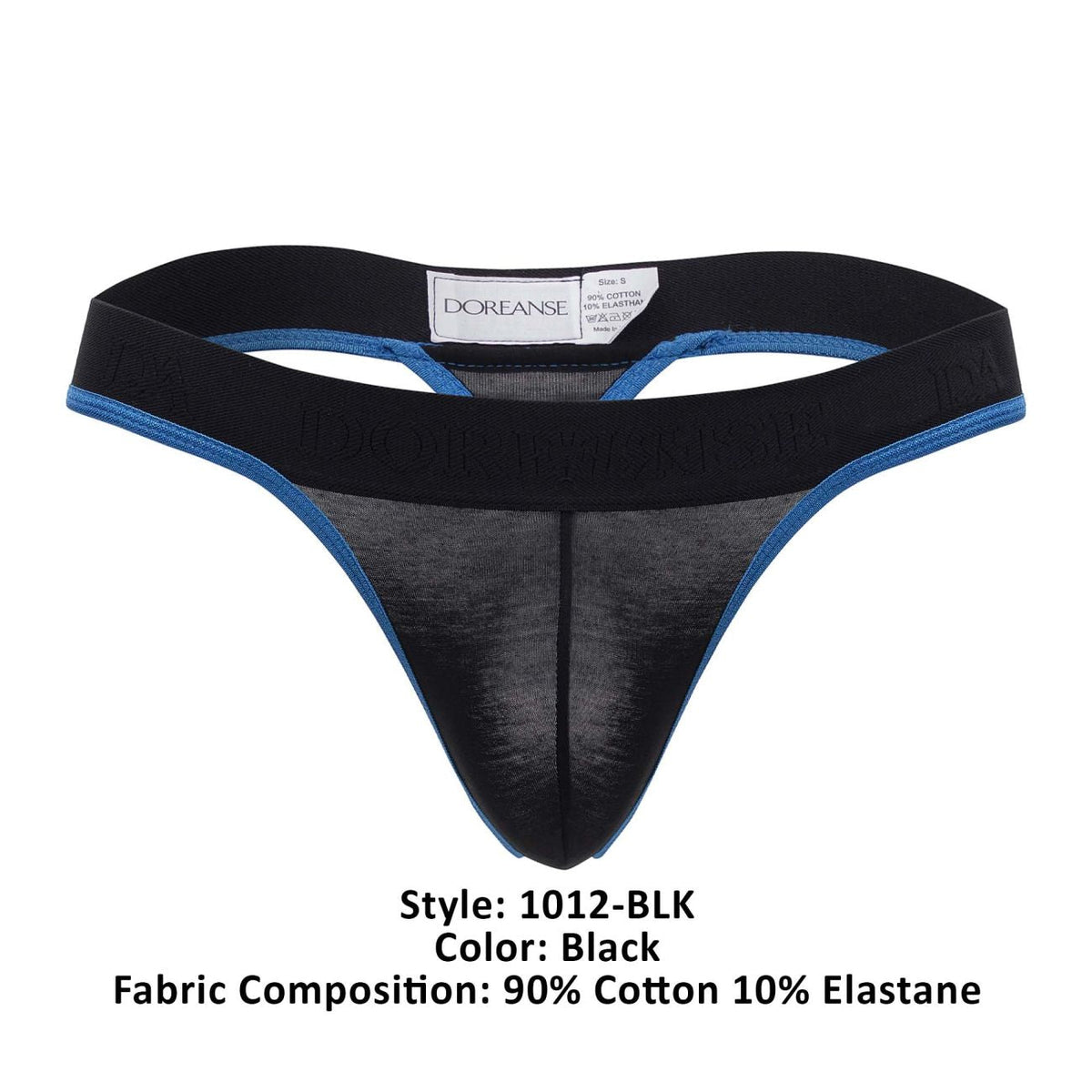 Doreanse Men's Underwear 1012-BLK Borderline Thongs Color Black