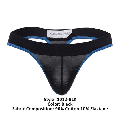 Doreanse Men's Underwear 1012-BLK Borderline Thongs Color Black