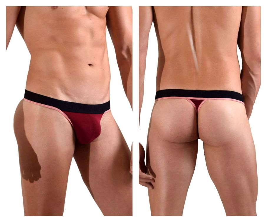 Doreanse Men's Underwear 1012-BRD Borderline Thongs Color Bordeaux