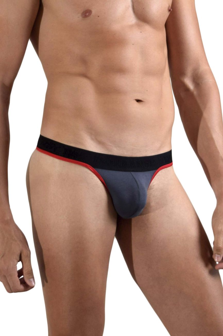 Doreanse Men's Underwear 1012-CHR Borderline Thongs Color Charcoal