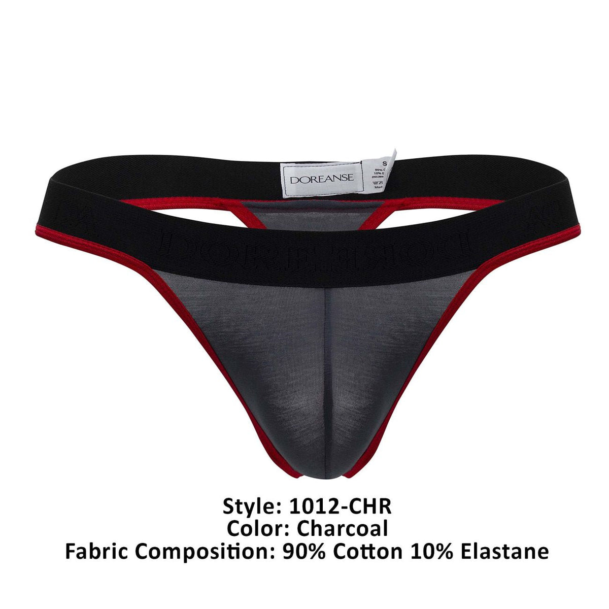 Doreanse Men's Underwear 1012-CHR Borderline Thongs Color Charcoal