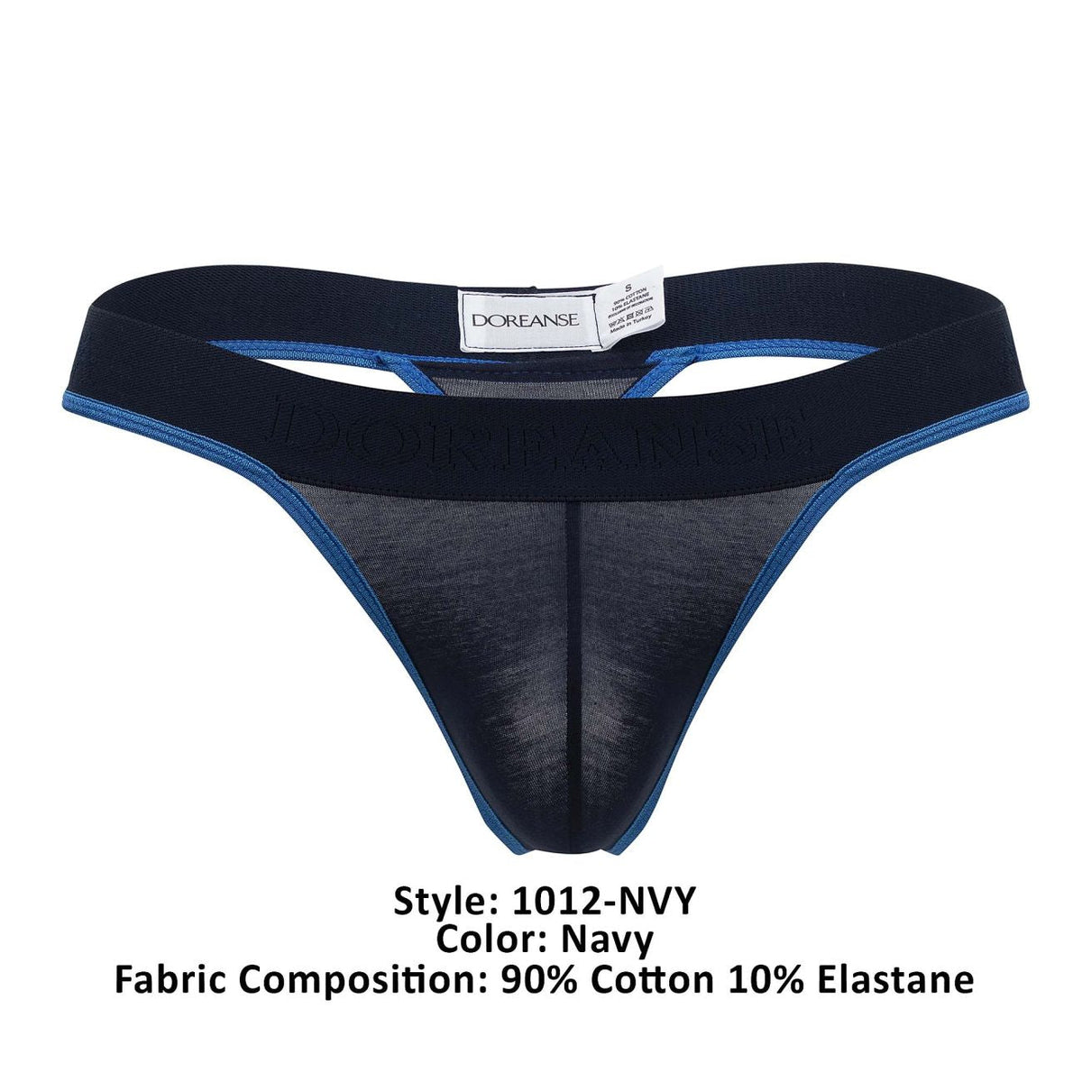 Doreanse Men's Underwear 1012-NVY Borderline Thongs Color Navy